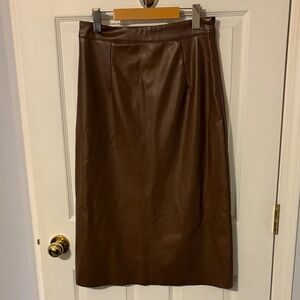 Chic Brown Leather Pencil Skirt